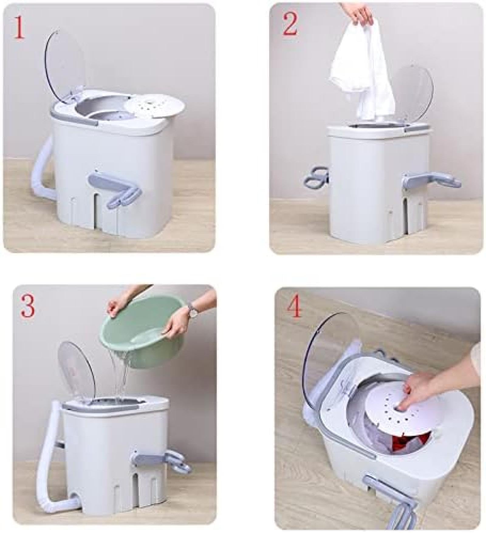 INLIMA Mini Portable Non-Electric Manual Washing Machine,Compact Hand Crank Rotary Washer,Labor-Saving Laundry Alternative, Small Mobile Clothes Washer for Dormitory, Apartment, Camping