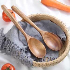 MornHalo 2PCS Acacia Wooden Spoons For Cooking 12-inch Smooth Finish Cooking Spoons-Comfortable Grip Wood Spoons for Cooking - Non-Stick Wooden Cooking Utensils Wooden Spoons Cooking