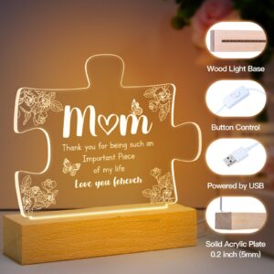 Gifts for Mom - Birthday Gifts for Mom Engraved Night Light Lamp, Mom Christmas Gifts with Wooden Base, Mom Gifts from Daughter Son, Presents for Mom Mother, New Mom, Mother in Law, Ideas