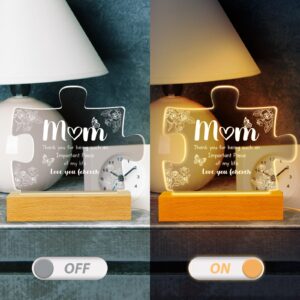 Gifts for Mom - Birthday Gifts for Mom Engraved Night Light Lamp, Mom Christmas Gifts with Wooden Base, Mom Gifts from Daughter Son, Presents for Mom Mother, New Mom, Mother in Law, Ideas