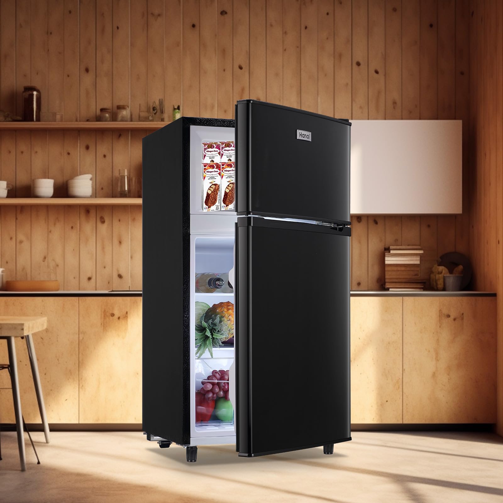 WANAI Compact Refrigerator 3.5 Cu.ft Mini Fridge with Freezer, Small Refrigerator with 7 TEMP Modes, Energy Saving, Low Noise for Bedroom, Dorm, Office, Apartment