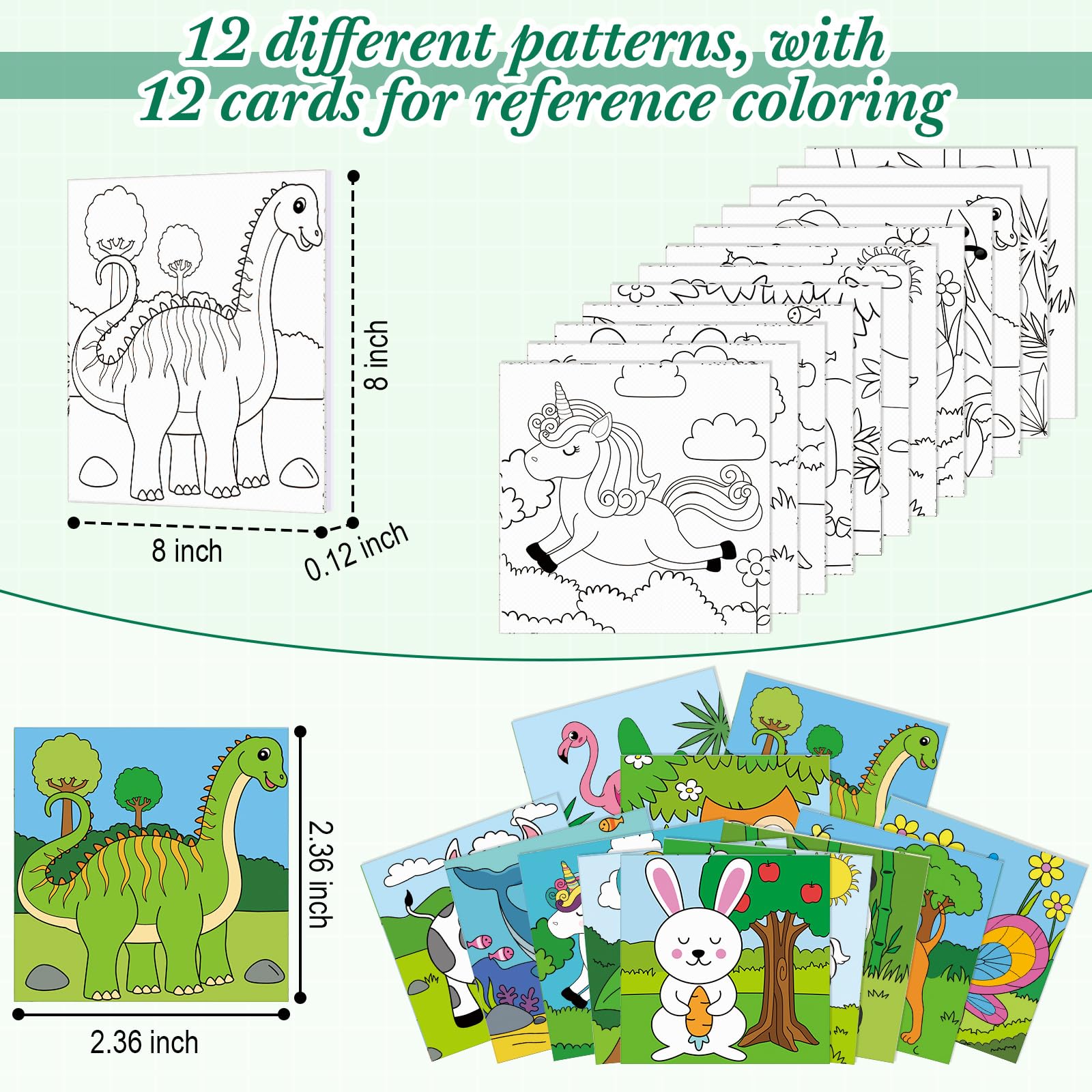 Sherr 12 Pcs Pre Drawn Canvas Pre Printed Canvas Set for Adults Kids Cute Printed Canvas to Paint Canvas Set Theme Canvas Painting for Party Favor(Cute Animals,8 x 8 Inch)