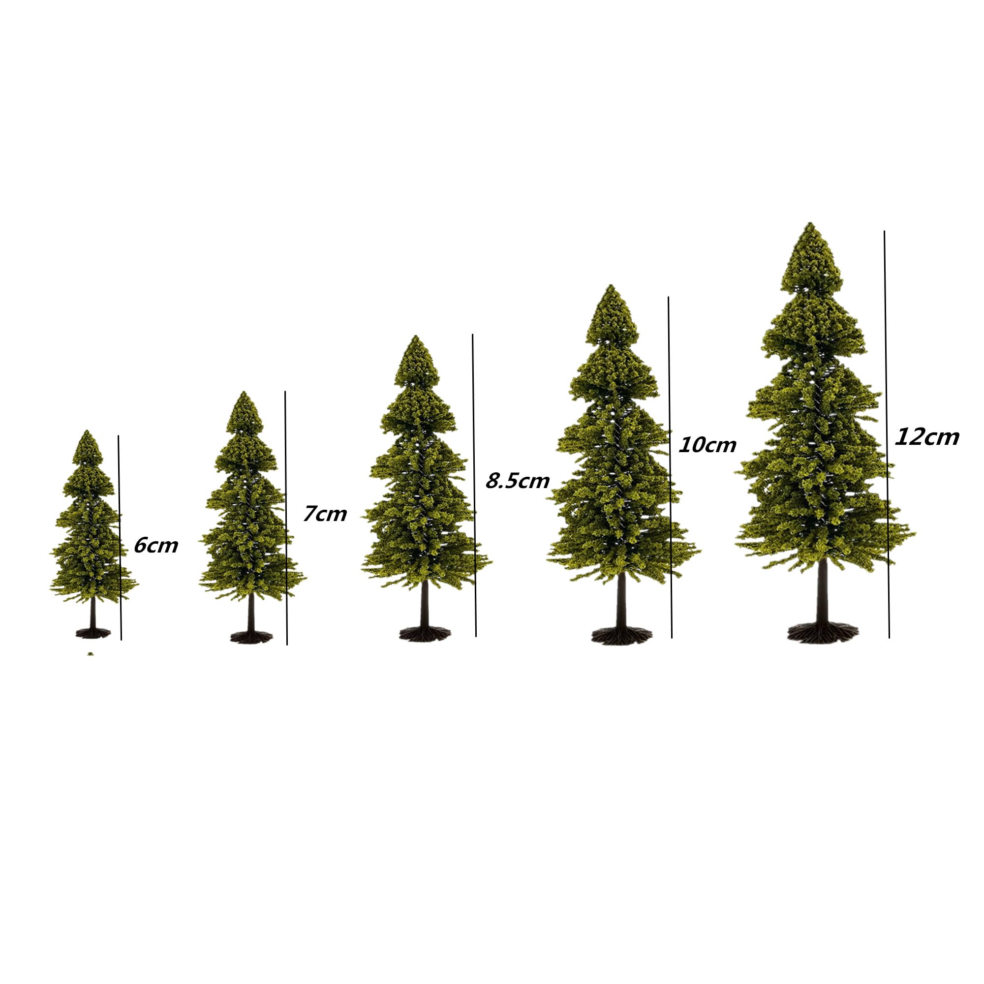 alblinsy 10pcs Green Scenery Landscape Model Cedar Trees Train Scenery Landscape Pine Miniature Diorama Trees Mixed Model for Road Architecture Building DIY Decoration