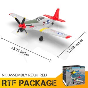 VOLANTEXRC RC Plane P51D Mustang RTF for Beginners, 2.4Ghz 4CH Remote Control Airplane Easy to Fly with Gyro Stabilization, Outdoor Hobby WWII Toy for Kids & Adults (Red)