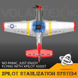 VOLANTEXRC RC Plane P51D Mustang RTF for Beginners, 2.4Ghz 4CH Remote Control Airplane Easy to Fly with Gyro Stabilization, Outdoor Hobby WWII Toy for Kids & Adults (Red)