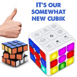 Skywin Puzzle Cube Game (White) - Flashing Cube Handheld Electronic Games Stem Toy - Fun Memory Games & Brain Games for Adults and Kids