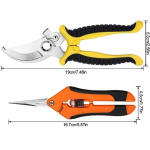 2 Pack Pruning Shears, Garden Shears, Stainless Steel Pruning Shears for Gardening, Garden Clippers, Gardening Tools Scissors with Soft Grip Handle