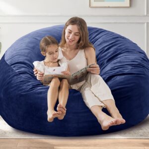 [Removable Outer Cover] Large Bean Bag Chair, 3 ft Bean Bag Chairs for Adults/Kids with Filling,Soft Memory Foam Bean Bag with Filler Included,Machine Washable - 3 Foot,Dark Blue