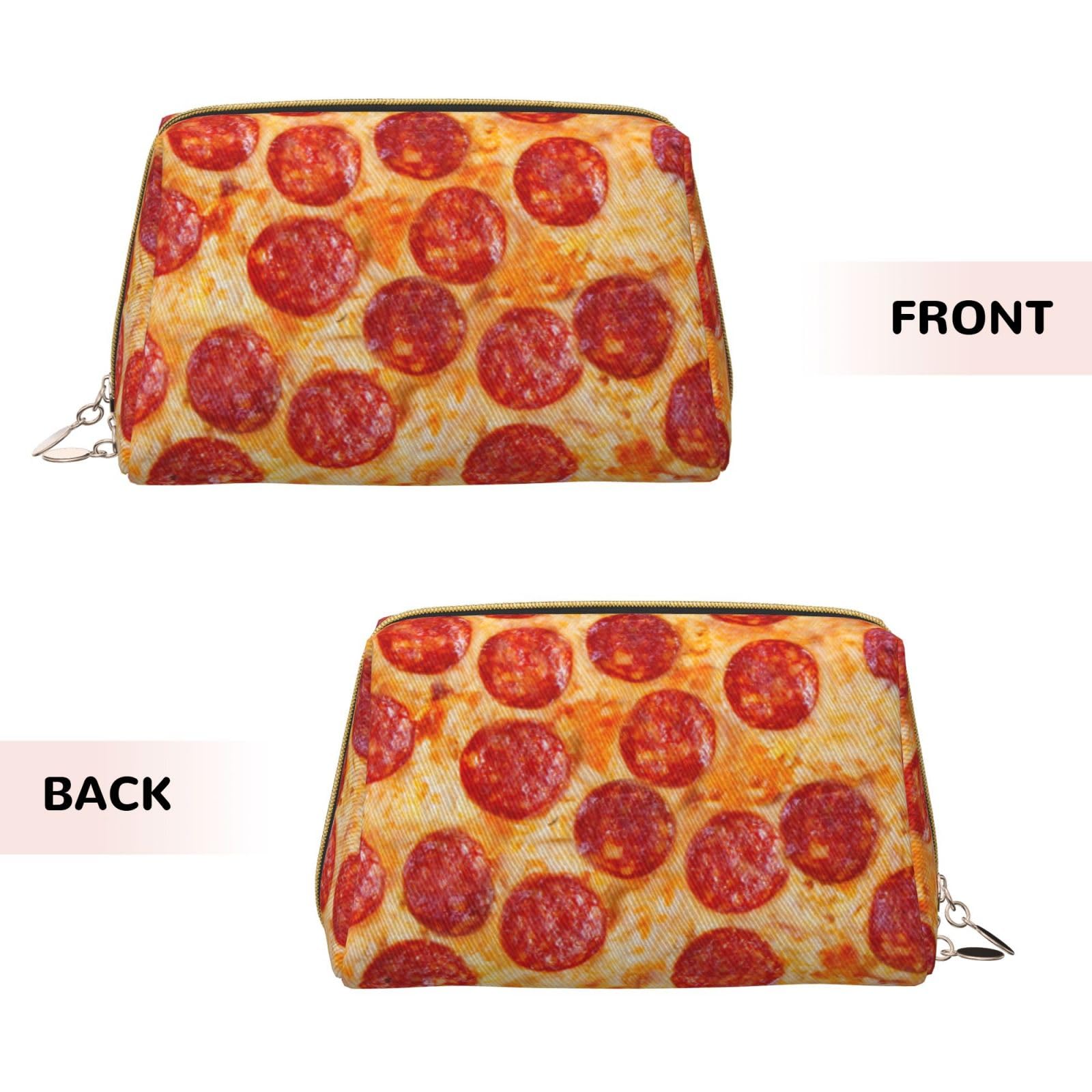 Womens Cosmetic Bag Compatible With Pizza Pepperoni Pattern, Makeup Bag Pouch, Luxury Portable Coin Purse Travel Bags Case, Lightweight Pencil Pen Organizer, Water Resistant Bag with Zipper