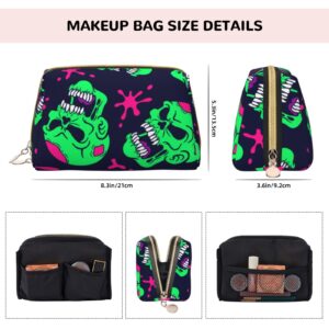 Womens Cosmetic Bag Compatible With Cool Funny Zombie Skull, Makeup Bag Pouch, Luxury Portable Coin Purse Travel Bags Case, Lightweight Pencil Pen Organizer, Water Resistant Bag with Zipper