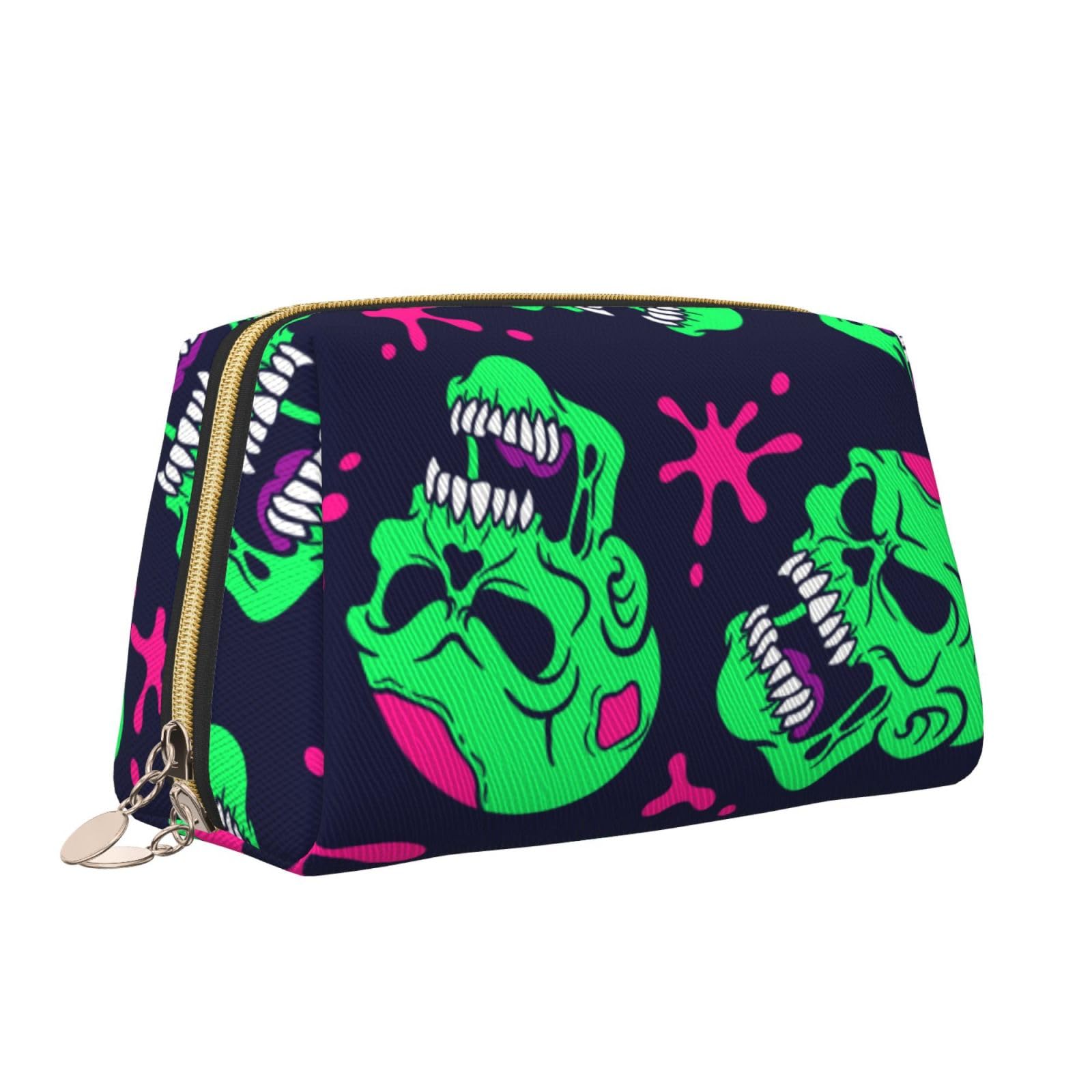 Womens Cosmetic Bag Compatible With Cool Funny Zombie Skull, Makeup Bag Pouch, Luxury Portable Coin Purse Travel Bags Case, Lightweight Pencil Pen Organizer, Water Resistant Bag with Zipper