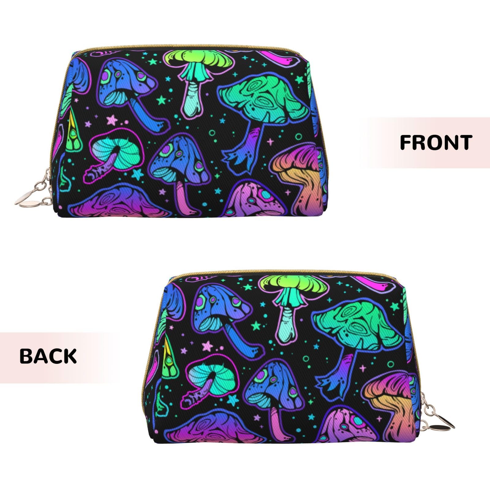 MZERSE Vintage Makeup/Travel/Cosmetic Portable Bag with Zipper, Lightweight Toiletry Bag Case Pouch Compatible With Goth Gothic Hippie Trippy Magic Mushroom, Luxury Cash Pencil Bag Gift