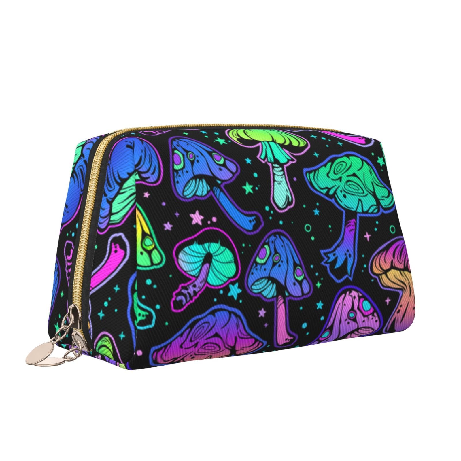 MZERSE Vintage Makeup/Travel/Cosmetic Portable Bag with Zipper, Lightweight Toiletry Bag Case Pouch Compatible With Goth Gothic Hippie Trippy Magic Mushroom, Luxury Cash Pencil Bag Gift