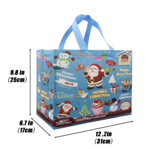 CHENGBAI TOTE Christmas Goodie Bags 18 pcs, Reusable Gift Bags with Cartoon, Multicolorful Holiday Gift Bags for Kid, Gifts Wrapping, Shopping, Xmas Party Supplies, 12.2 x 6.7 x 9.8 In