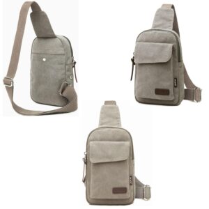 Wxnow Canvas Sling Bag Crossbody Backpack for Women & Men Chest Bag (Light Grey)