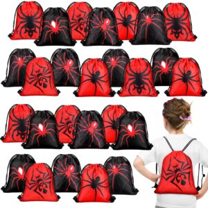 Lothee 30 Pcs Spider Web Drawstring Bags Birthday Party Decoration Spider Goodie Bag Kid Backpack for Birthday Party Supplies (Novel Style)