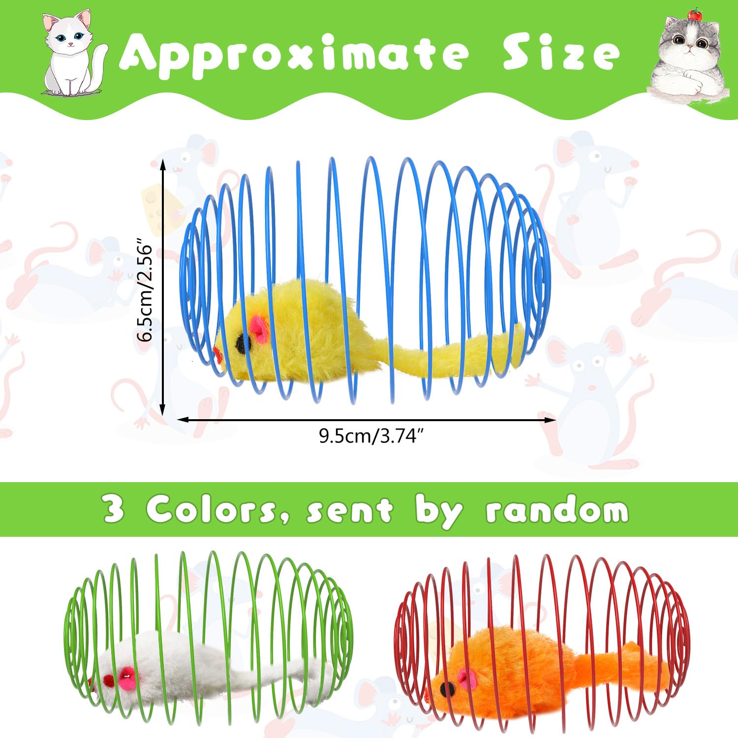 BENBO Cat Spring Balls, 3Pcs Stretchable Cat Springs Toys Interactive Caged Rats Rolling Cat Balls Spiral Crinkle Cat Toys Playful Coils Spring Toy for Kitten Cat Pet Indoor Play (Random Color)