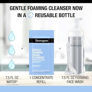 Neutrogena Reusable Gentle Foaming Facial Cleanser Starter Kit, Fragrance-Free Face Wash Concentrate is Gentle Enough for Sensitive Skin, 1 Reusable Pump Bottle & 1 Refill Pack, 7.5 fl. oz