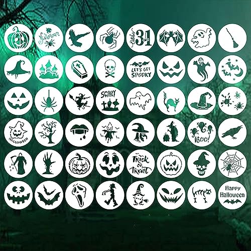 Winmany 48PCS Stencil Template for Painting Halloween Drawing Template Reusable Openwork Stencil Painting DIY Crafts on Wood Wall Home Decor (48PCS Halloween)