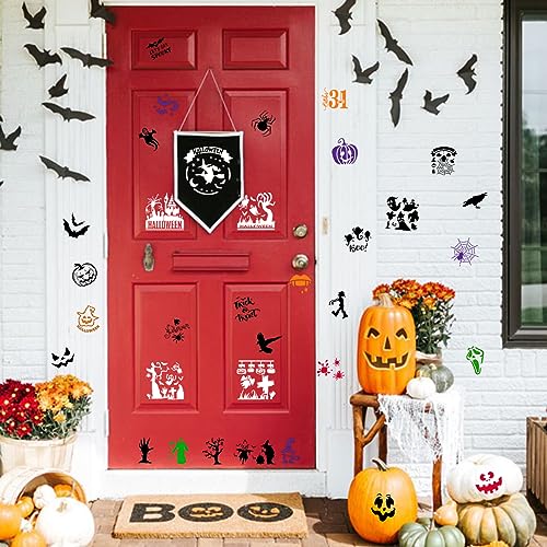 Winmany 48PCS Stencil Template for Painting Halloween Drawing Template Reusable Openwork Stencil Painting DIY Crafts on Wood Wall Home Decor (48PCS Halloween)