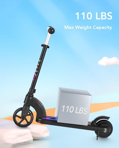 ANHAO Electric Scooter for Kids Ages 6-12 (Mainly 6-10), Kids Electric Scooter with Adjustable Height, Flash Wheel, Kick Scooter for Kids up to 110 lbs, up to 6mph