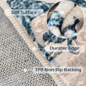 OIGAE Machine Washable Rug - 8x10 Area Rug Low-Pile Non-Shedding Foldable Abstract Modern Rugs, Stain Resistant Anti Slip Backing Rugs for Living Room&Bedroom&Dining Laundry Home Office Carpet, Blue