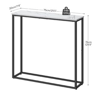 HOOBRO 29.5-Inch Narrow Console Table, Small Sofa Table, Entryway Slim Side Display for Hallway, Bedroom, Living Room, Foyer, Marble and Black BM76XG01