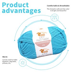 Fedmut Yarn for Crocheting -200g Beginners Chunky Cotton Yarn Easy-to-See Stitches Thick Worsted Yarn for Knitting Craft -Peacock Blue