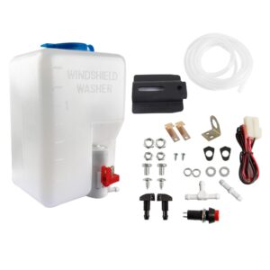 universal windshield washer reservoir tank kit,12v windshield washer bottle with wiper pump,washer nozzle & button switch,oem#160186 washer fluid reservoir kit fit for car utv atv boat