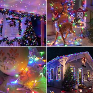 shineshine 197FT 600LED Christmas Lights Outdoor, Waterproof 8 Lighting Modes String Lights with Remote and Timer, Xmas Lights for Indoor Outside Party New Year House (Multicolor)