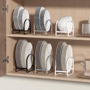 LINFIDITE 2 Pack Plate Holder Organizer Large Dish Storage Rack Upright Cabinet Dish Drying Racks Metal Dish Racks Stand for Cupboard and Countertop-Non-Slip & Rustproof Black