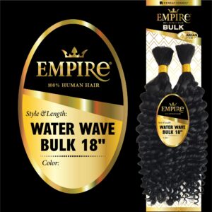 Sensationnel Empire Bulk hair braiding – Empire Water Wave Bulk 18 inch human hair boho braids with for knotless box or curly loose wave - HH EMPIRE Water Wave Bulk 18 inch (1B OFFBLACK)