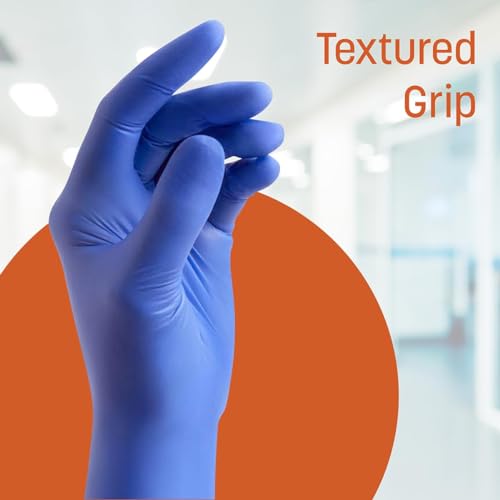 Caring Nitrile Exam Gloves (100ct), Powder Free and Not Made with Natural Rubber Latex, Gloves for Medical Use, Cleaning, Food Prep and More, Large