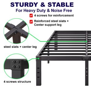 Bed Frame Queen Size 14 inch Tall Storage,Platform Metal BedFrame for Kids Boys Girls, Heavy Duty Support,No Box Spring Needed, Easy Assembly, Noise Free, Black (Queen, 14in)