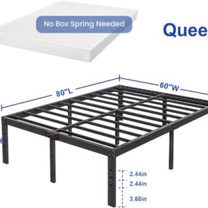 Bed Frame Queen Size 14 inch Tall Storage,Platform Metal BedFrame for Kids Boys Girls, Heavy Duty Support,No Box Spring Needed, Easy Assembly, Noise Free, Black (Queen, 14in)