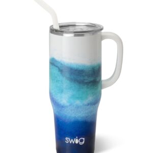 Swig Life 40oz Mega Mug, 40oz Tumbler with Handle and Straw, Extra Large Insulated Tumblers, Cup Holder Friendly Travel Mug (Sapphire)