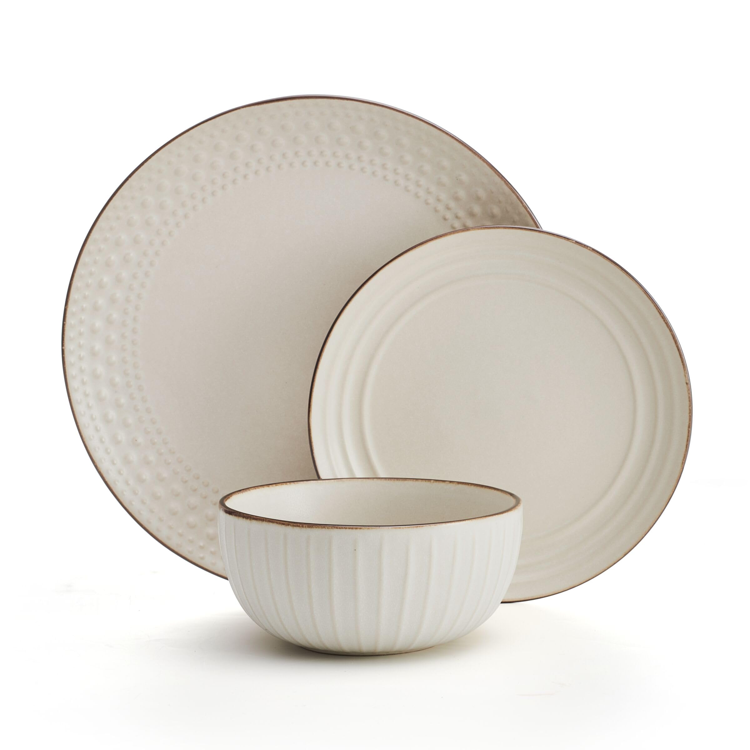 Pfaltzgraff Janelle 12 Piece Dinnerware Set, Service for 4, Cream