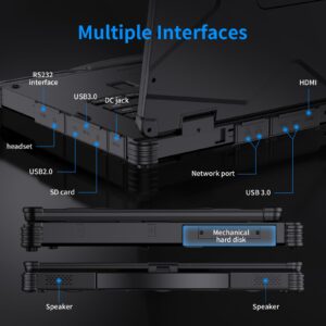 14 Inch Rugged Laptop Intel Core 11th i5-1135G7 700 Nits Sunlight Readable：Rugged Notebook FHD (1920 x 1080) Windows 11/16 GB Total RAM & 256 GB SSD/Wi-Fi 6/BT 5.1/Ethernet Port for Outdoor Work