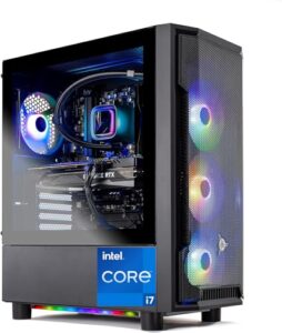 skytech gaming shadow gaming pc desktop – intel core i7 13700f 2.1 ghz, nvidia rtx 4060, 1tb nvme ssd, 16gb ddr4 ram 3200, 600w gold psu, 360mm aio, 11ac wi-fi, windows 11 home 64-bit,black