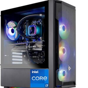 Skytech Gaming Shadow Gaming PC Desktop – Intel Core i7 13700F 2.1 GHz, NVIDIA RTX 4060, 1TB NVME SSD, 16GB DDR4 RAM 3200, 600W Gold PSU, 360mm AIO, 11AC Wi-Fi, Windows 11 Home 64-bit,Black