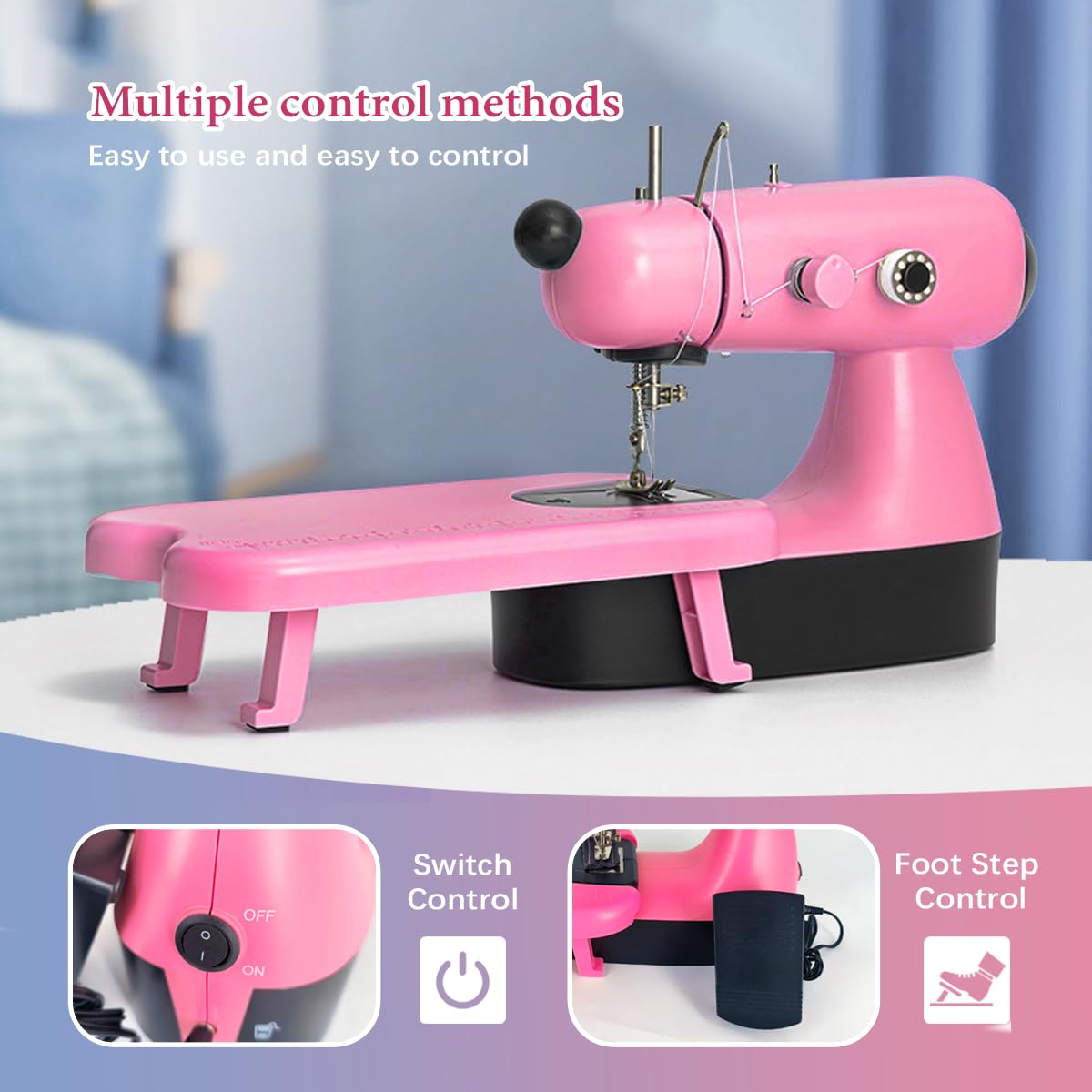 Sewing Machines Mini, portable Sewing Machine，sewing machine child's，kit easy hand held sewing machine manual sewing machine leather jeans plastic Upgraded Electric Sewing Machine with Sewing Bag, Expansion Board, LED Light (Pink)