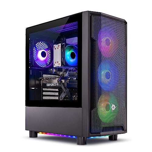 Skytech Gaming Shadow Gaming PC Desktop – AMD Ryzen 5 5600X 3.7 GHz, NVIDIA RTX 4060, 1TB NVME SSD, 16GB DDR4 RAM 3200, 600W Gold PSU, 11AC Wi-Fi, Windows 11 Home 64-bit,Black