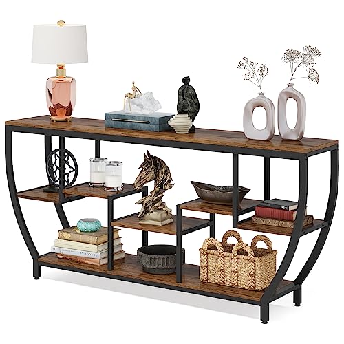 Tribesigns 70.9 Inch Long Sofa Table with Shelves, Rustic Console Table with Storage, Industrial Entryway Table TV Stand, Behind Couch Table Accent Tables for Living Room, Hallway, Foyer