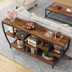 Tribesigns 70.9 Inch Long Sofa Table with Shelves, Rustic Console Table with Storage, Industrial Entryway Table TV Stand, Behind Couch Table Accent Tables for Living Room, Hallway, Foyer