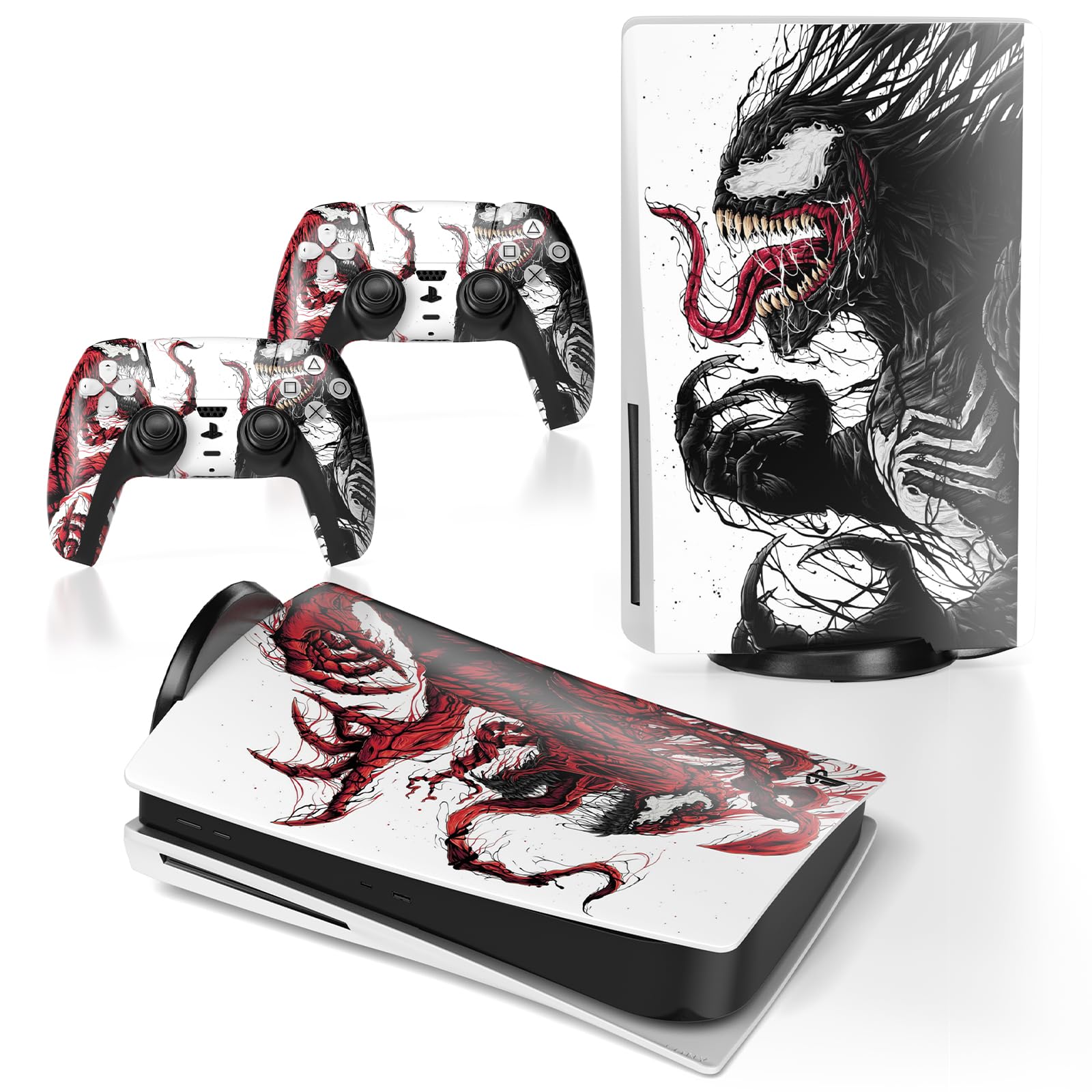 TESSGO PS 5 Skin Disc Edition Anime Console and Controller Vinyl Sticker, Durable, Scratch Resistant, No Bubble, Precisely Line Up, Compatible with Play S tation 5