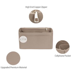 ETTP Purse Organizer Insert For Handbags, Tote Bag Organizer Insert, Compatible with MJ Tote and Onthego (Small, Beige)