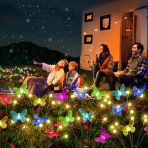 undreem for Garden Decor Solar Butterfly Lights: 4 Packs Solar Firefly Lights for Outdoor Patio Decorative - Waterproof Butterfly Solar Light for Outside Yard Lawn Decorations