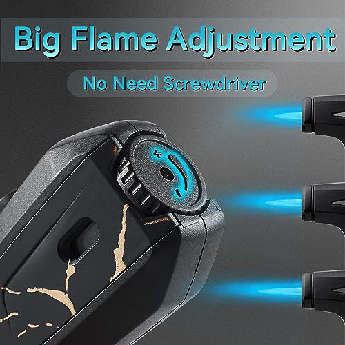 2 Pack Torch Lighter, Zoocura Single Jet Flame Butane Lighters Refillable Torch Lighters Adjustable Gas Lighter Windproof Lighters for Men BBQ Grill Camping (Fuel Not Included)