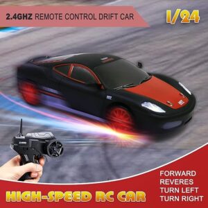 Remote Control Car RC Drift Car 2.4GHz 1:24 Scale 4WD High Speed RC Cars Vehicle with LED Lights Batteries and Drifting Tires Racing Sport Toy Cars for Adults Boys Girls Kids Gift…