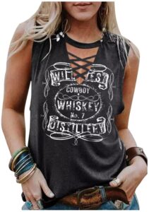 cowboy whiskey criss-cross hollow out tank tops womens summer sexy deep v neck tank casual loose-fit sleeveless t shirts(dark grey-02,2x-large)